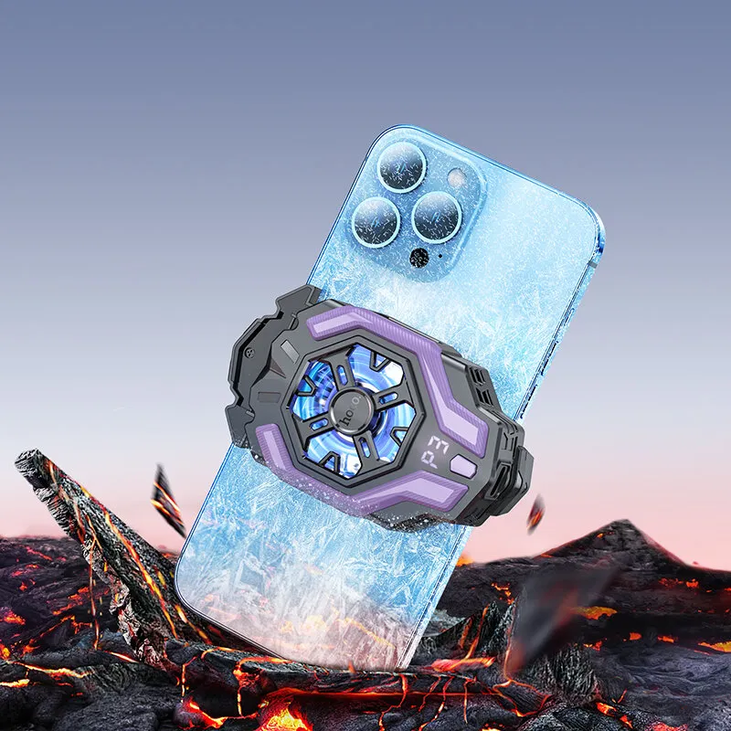 Кулер игровой (охлаждение) для смартфонов HOCO GM26 Ambitious cooling mobile phone fan (черный/фиолетовый)