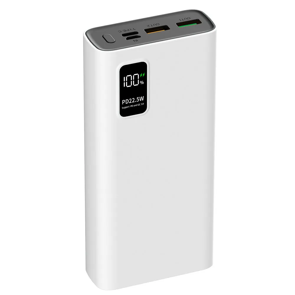 Внешний аккумулятор PERO PB06 20000 mAh, Li-Pol, output USB-C + 2 USB-A, белый