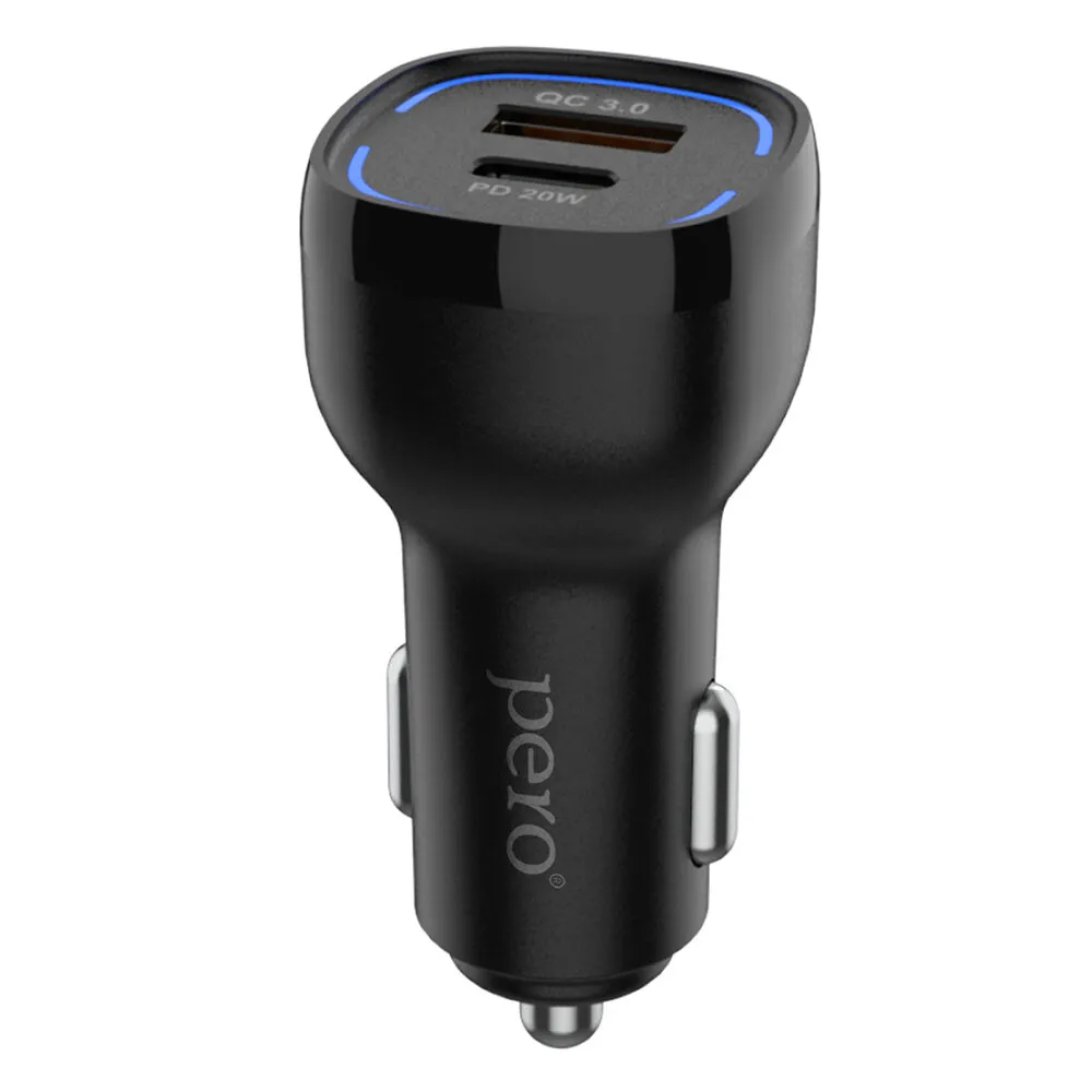 AЗУ PERO AC05 USB-A QC3.0 + USB-C PD, 38W, черное