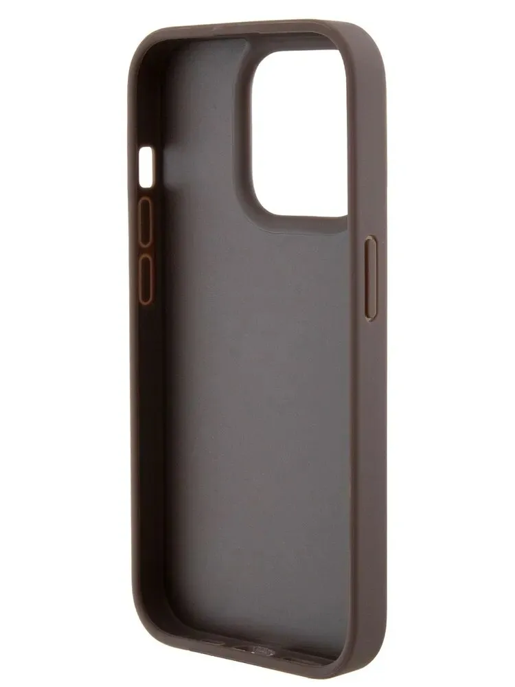 Guess для iPhone 15 Pro Max чехол PU 4G + Ring Hard Brown