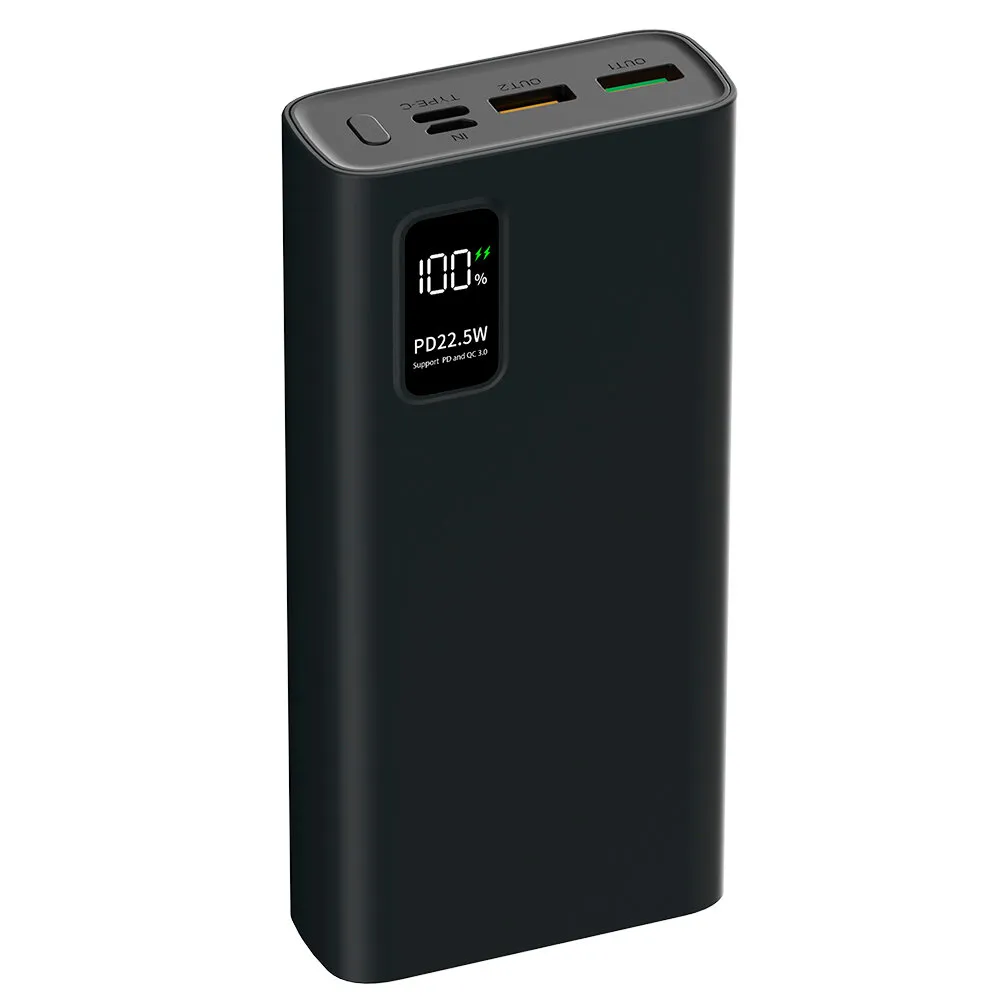 Внешний аккумулятор PERO PB06 20000 mAh, Li-Pol, output USB-C + 2 USB-A, черный, фото 1