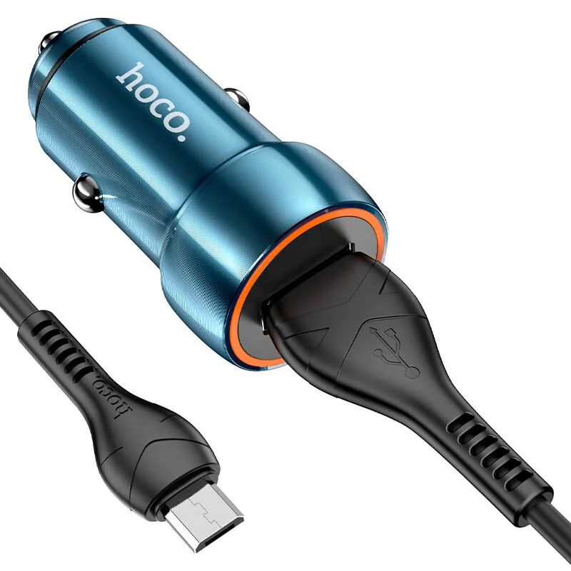 АЗУ HOCO Z46 Blue shield, 1USB, QC3.0 + Micro (синий), фото 1