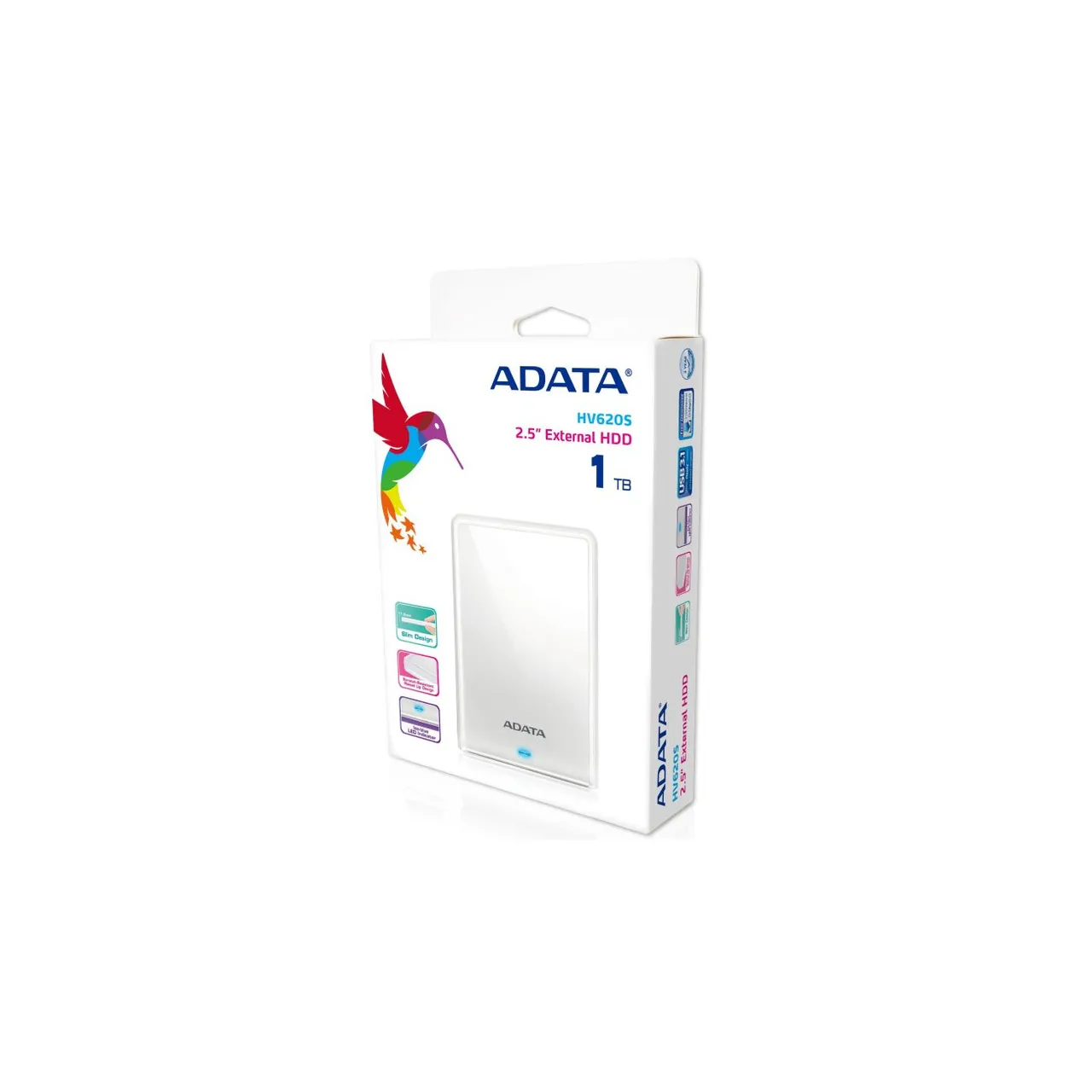 HDD ext 2,5" 1.0TB USB3.1 ADATA Slim HV620S, белый (AHV620S-1TU31-CWH), фото 1