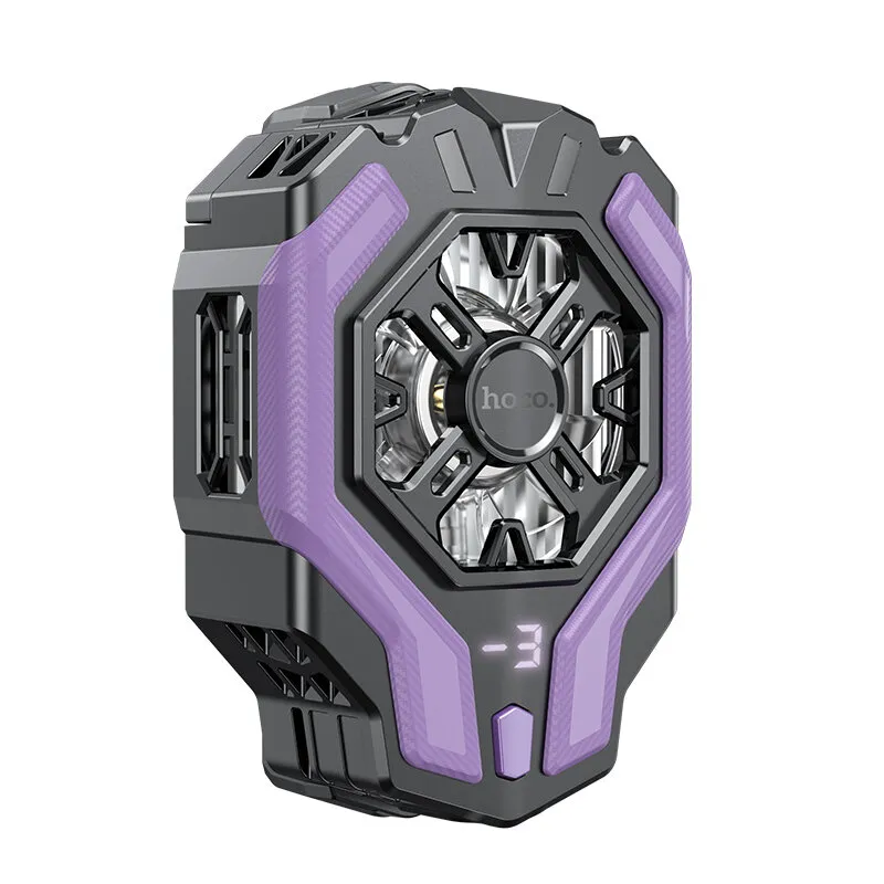 Кулер игровой (охлаждение) для смартфонов HOCO GM26 Ambitious cooling mobile phone fan (черный/фиолетовый), фото 1