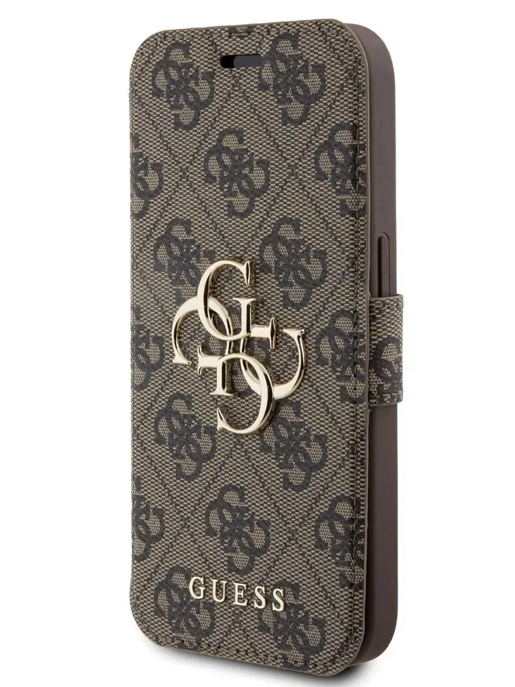 Guess для iPhone 15 Pro Max чехол PU 4G Big metal logo Booktype Brown, фото 1