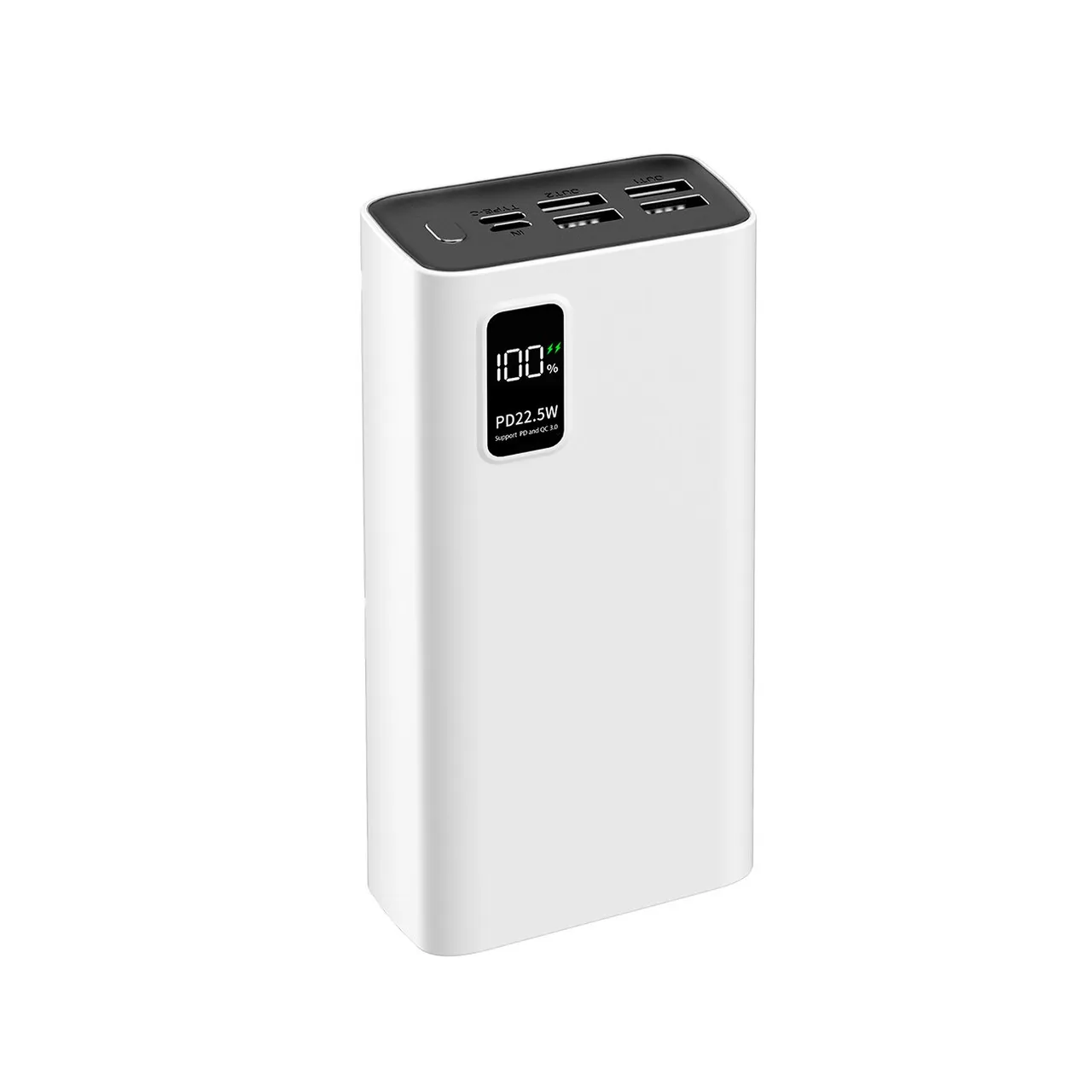 Внешний аккумулятор PERO PB07 30000 mAh, Li-Pol, output USB-C + 4 USB-A, белый