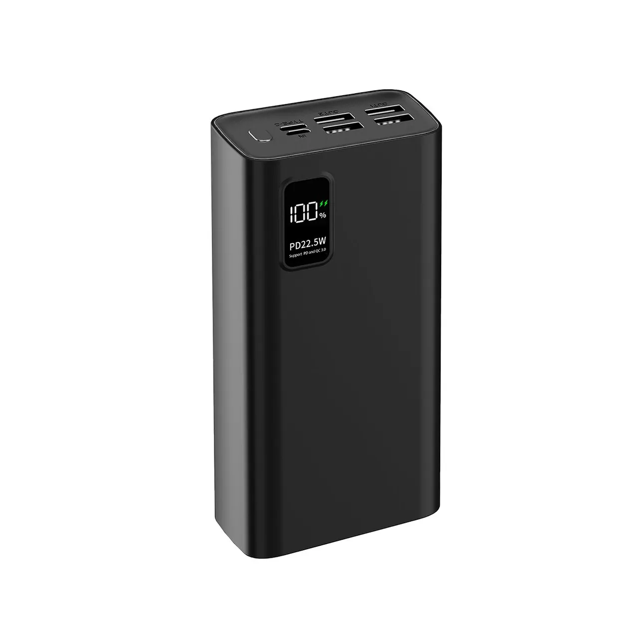 Внешний аккумулятор PERO PB07 30000 mAh, Li-Pol, output USB-C + 4 USB-A, черный, фото 1