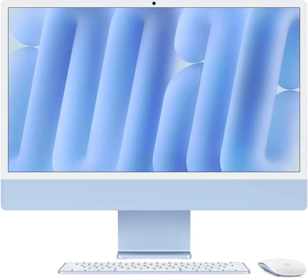 Моноблок Apple iMac MWV13ZP/A 24" 4.5K M4 10 core (4) 16Gb SSD256Gb 10 core GPU macOS WiFi BT 143W клавиатура мышь Cam синий 4480x2520, фото 1