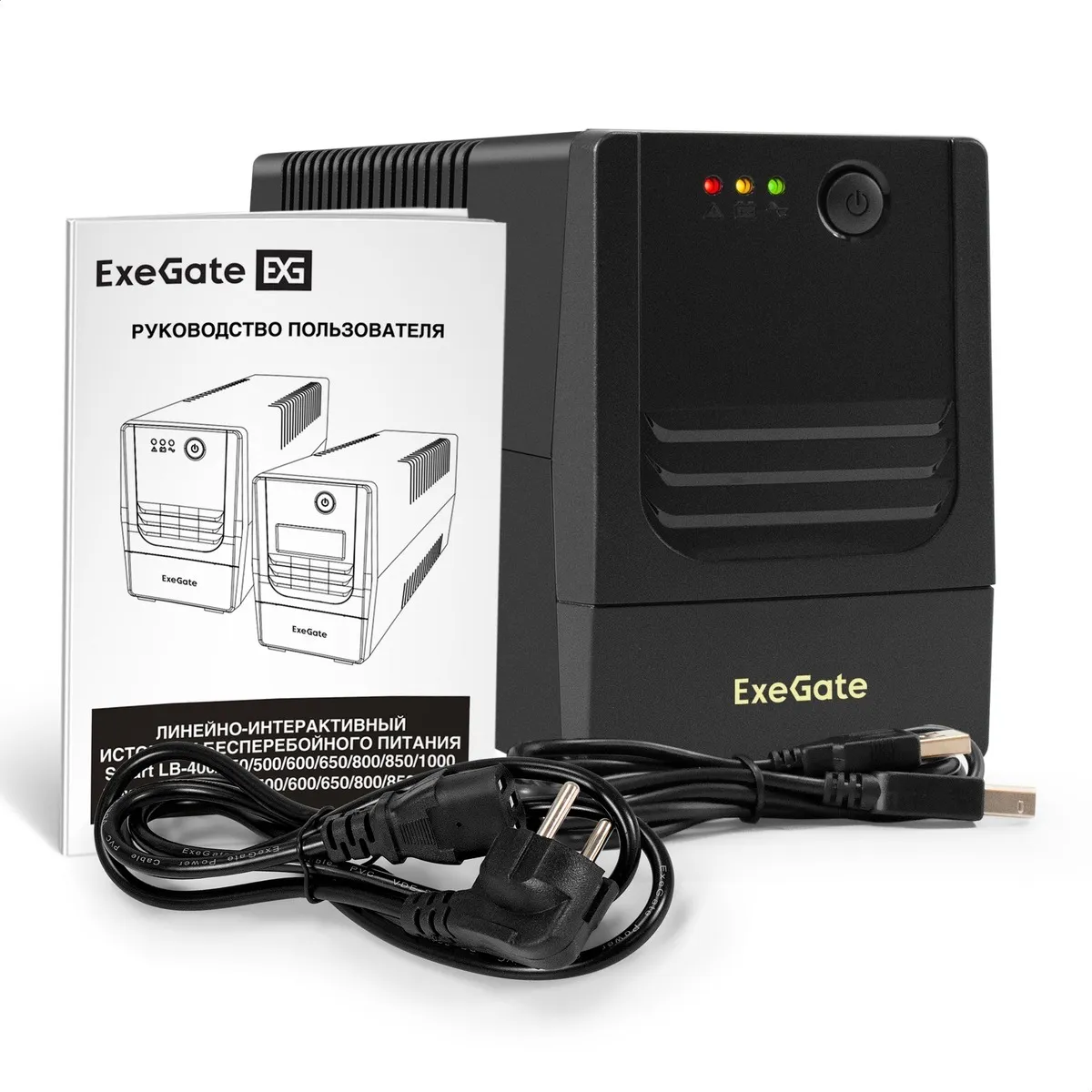 ИБП ExeGate Power NB-1000.LED.AVR.4C13.USB (EX299491RUS) 1000VA/650W, LED, AVR, 4*C13, USB, батарея 12V 9Ah, Black