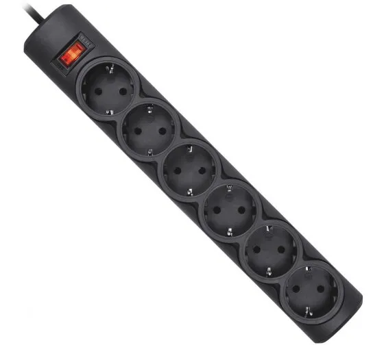 Сетевой фильтр DEFENDER DFS 151 1,8 м, черный, 6 розеток (99494)