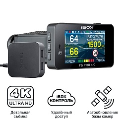 Видеорегистратор с радар-детектором iBOX F5 PRO 4K LaserScan WiFi Signature Dual + Адаптер питания Cloud Cord Type-C CC 58 с технологией Контроль