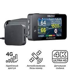 Видеорегистратор с радар-детектором iBOX F5 PRO 4K LaserScan WiFi Signature Dual + Адаптер питания Cloud Cord Type-C CC 58 с технологией Контроль