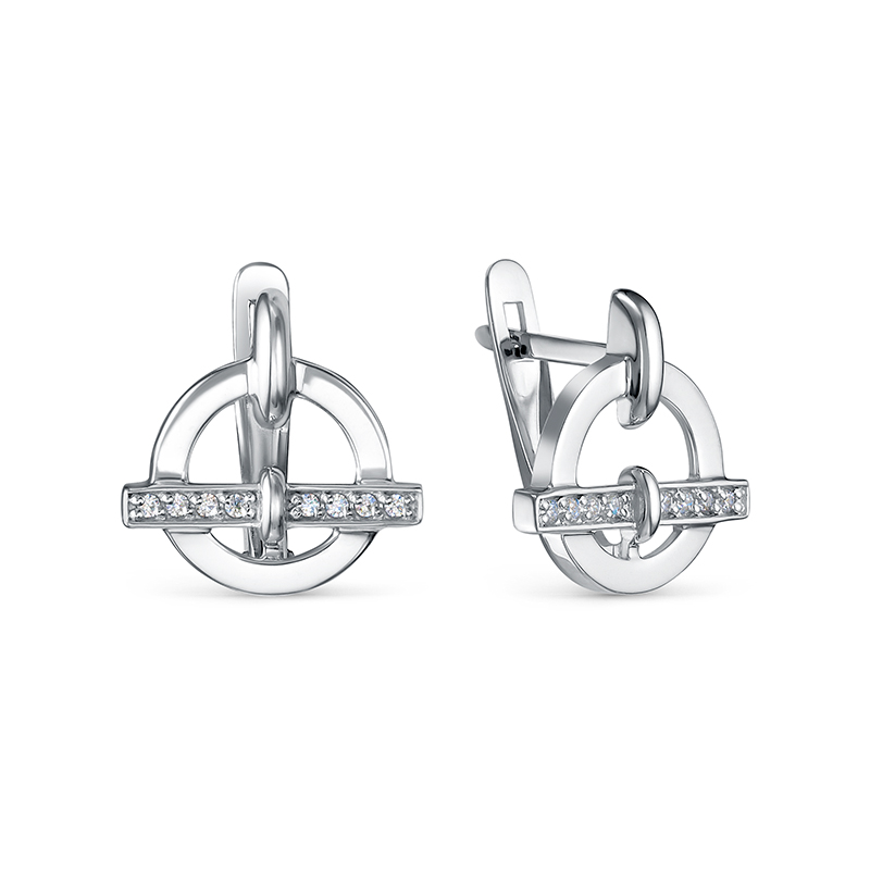 Серьги из серебра с фианитами