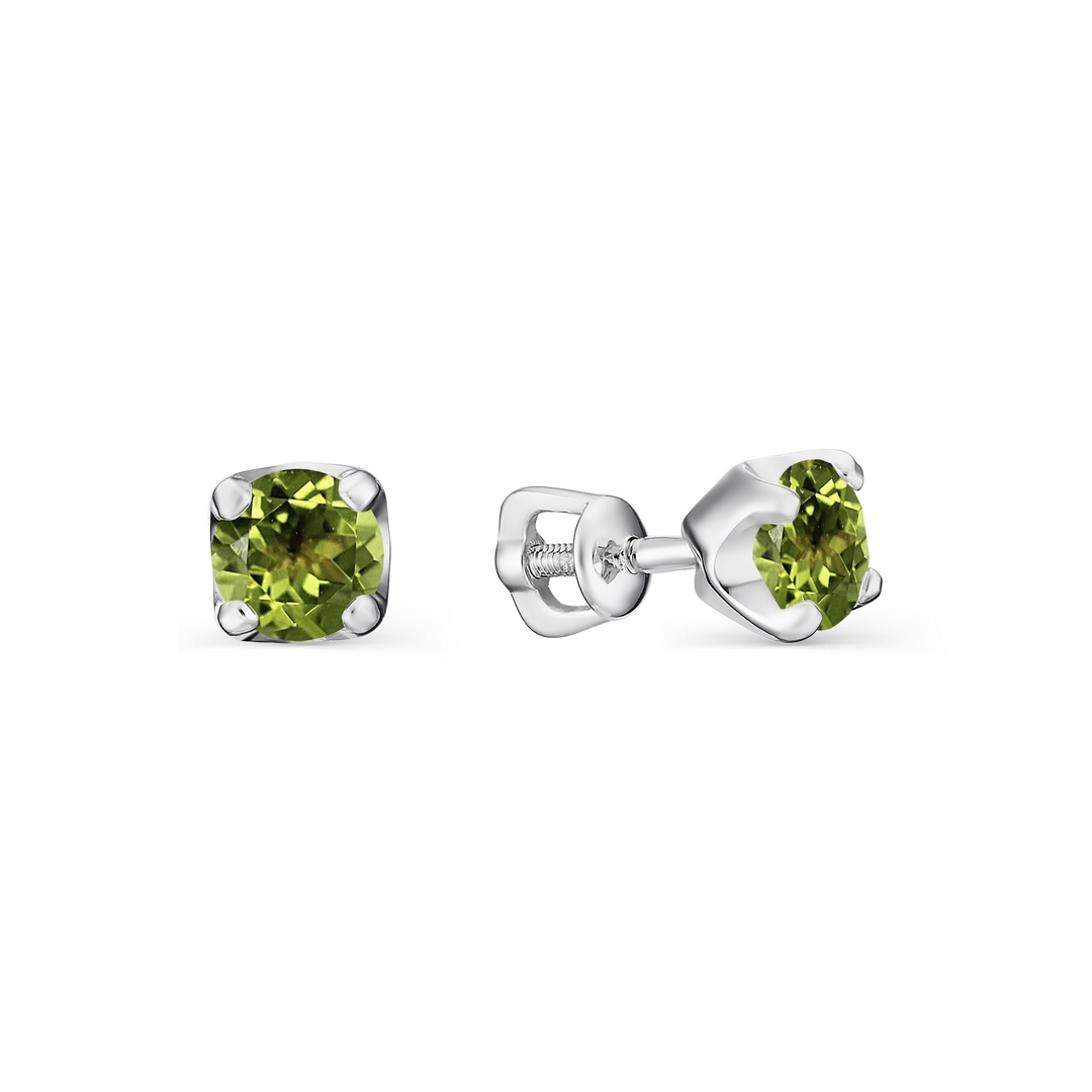 Серьги из серебра с хризолитом
