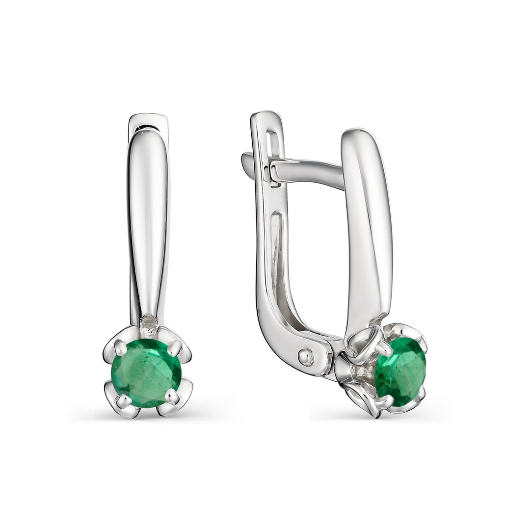 Серьги из серебра с изумрудом