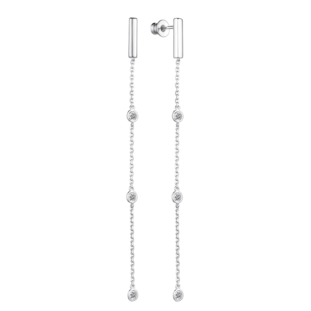 Серьги из серебра с фианитами