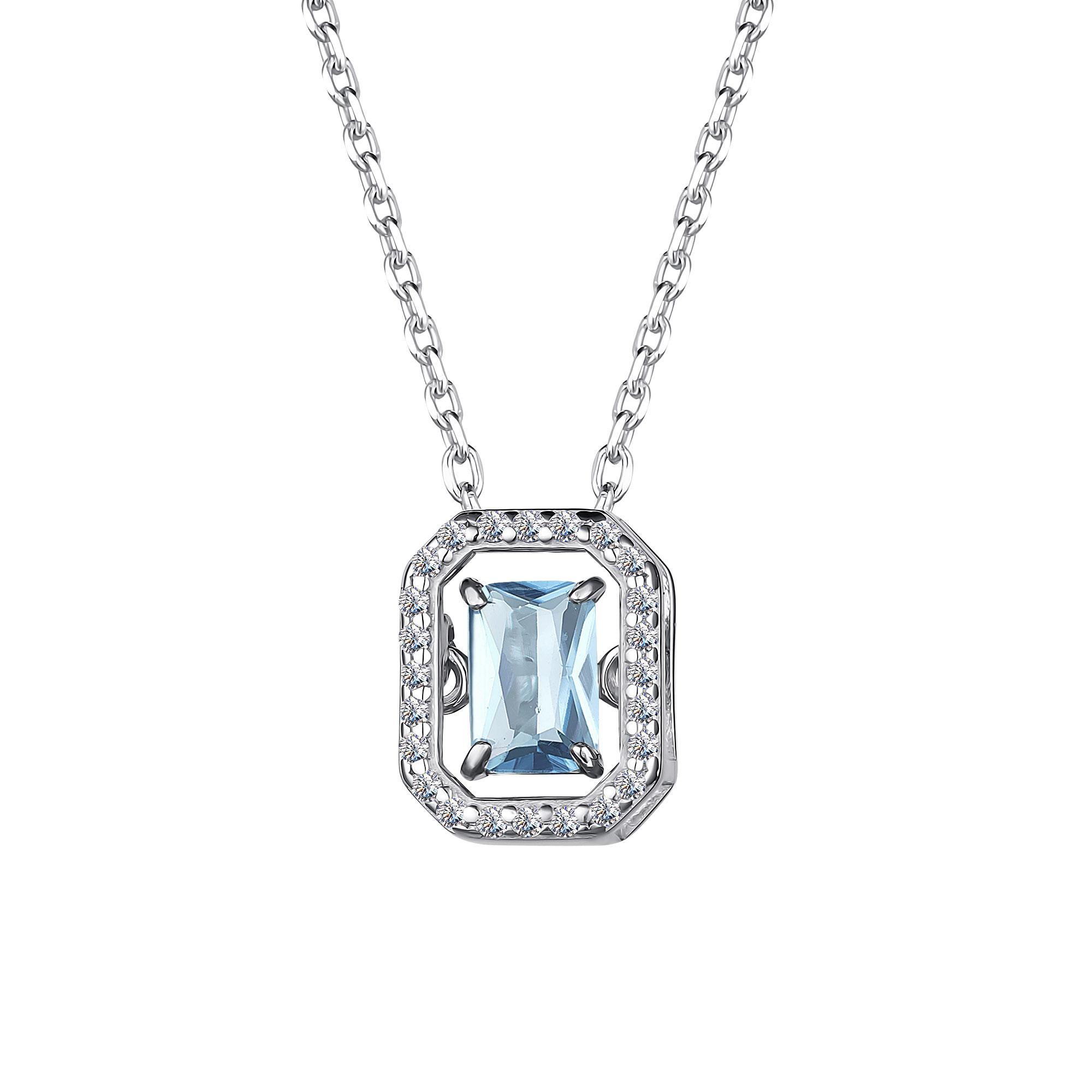 Колье из серебра с топазом и фианитами