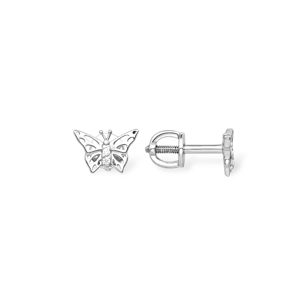Серьги из серебра с фианитом