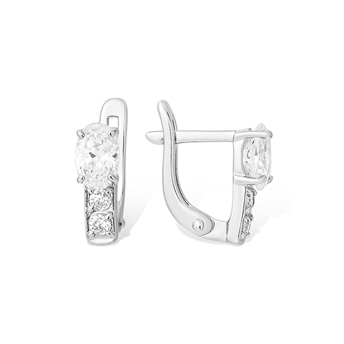 Серьги из серебра с фианитом