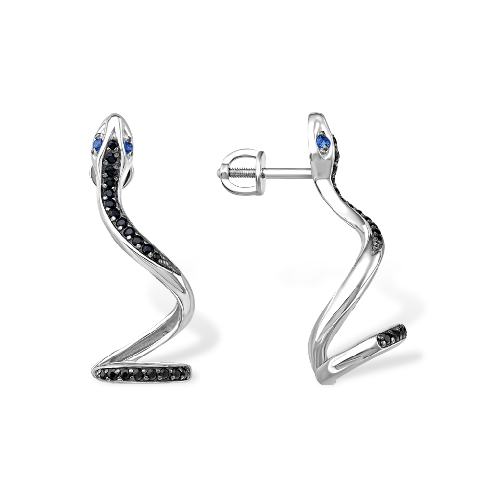 Серьги из серебра с фианитом