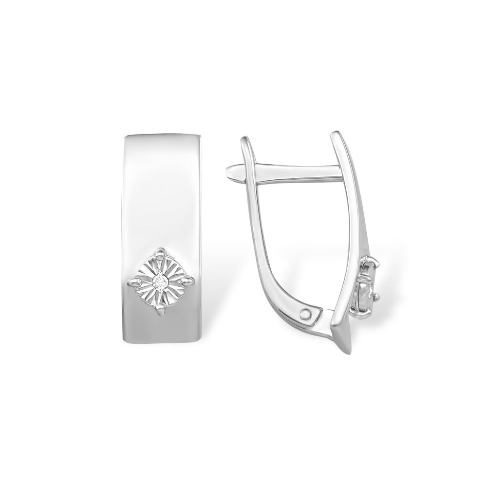 Серьги из серебра с бриллиантом