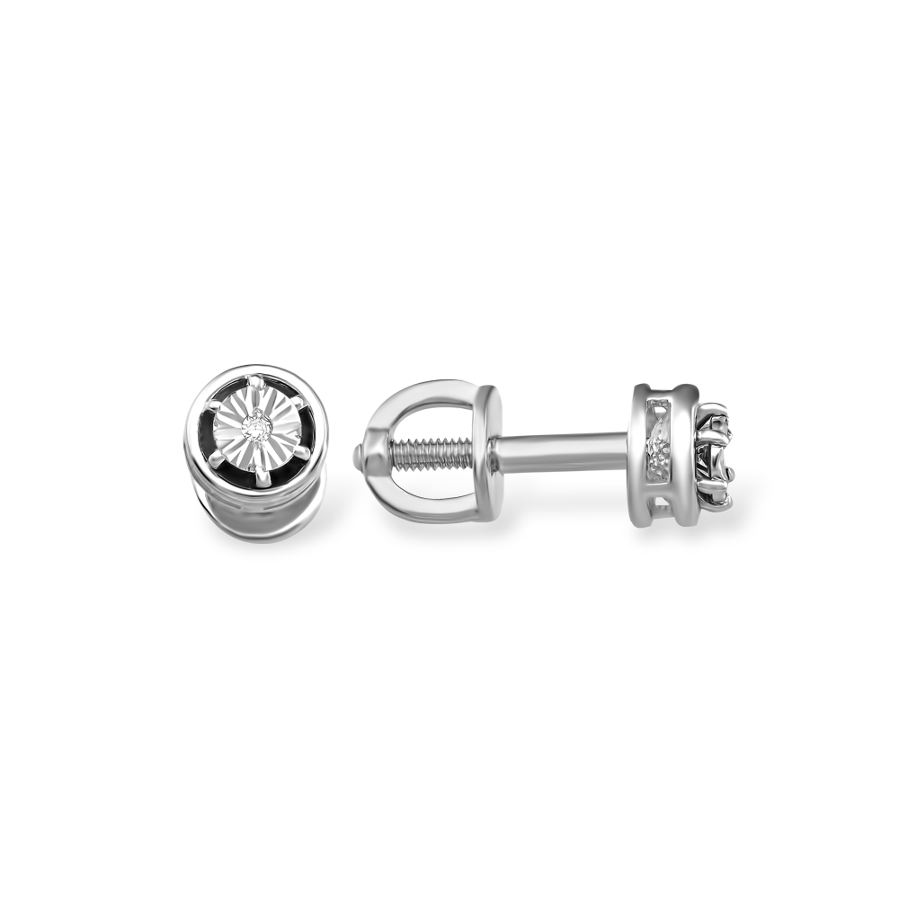 Серьги из серебра с бриллиантом