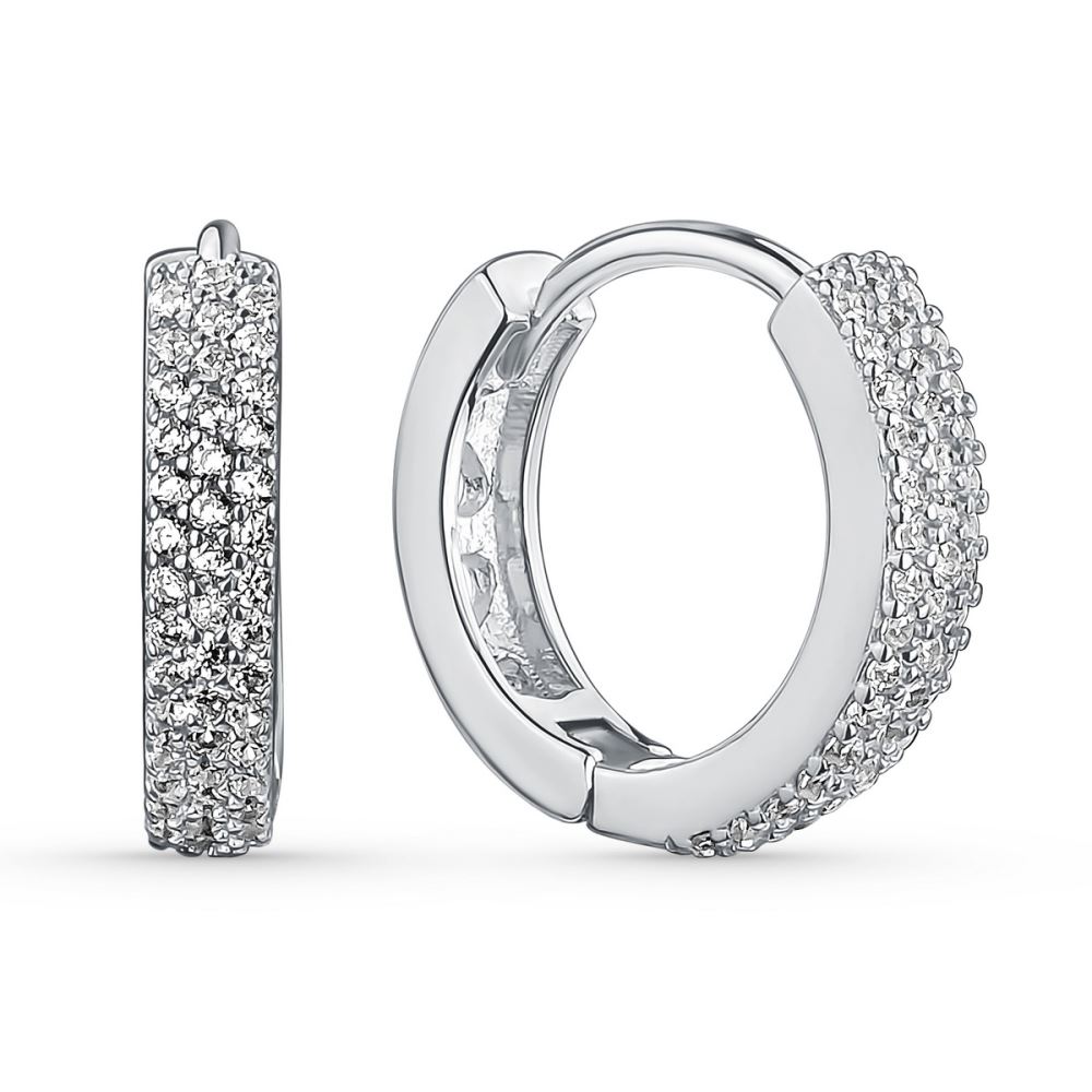 Серьги из серебра с фианитами
