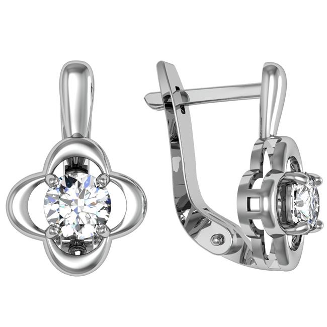 Серьги из серебра с фианитами