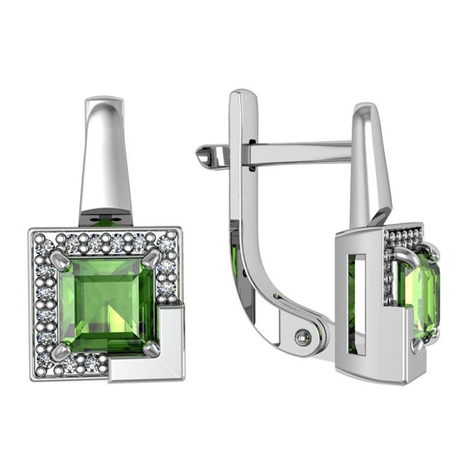 Серьги из серебра с фианитом