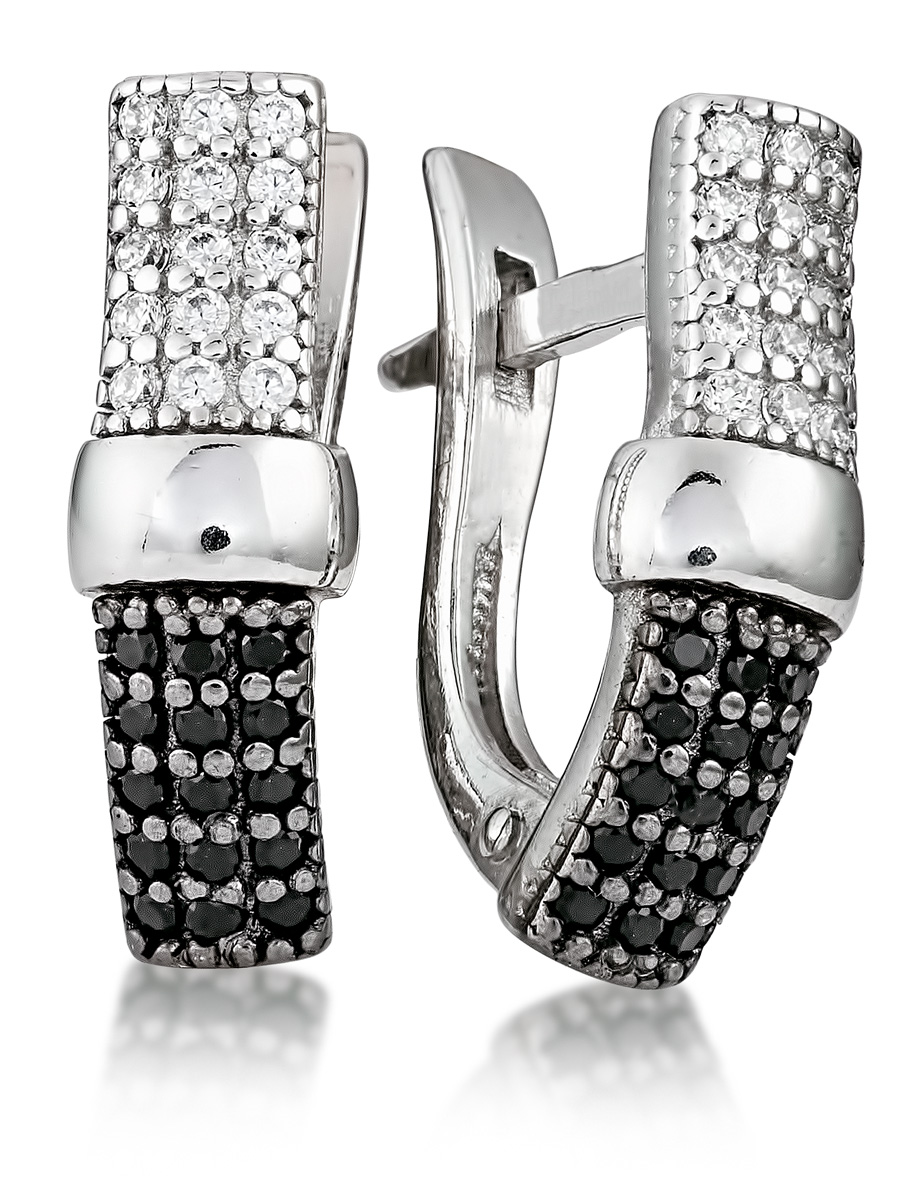 Серьги из серебра с фианитами