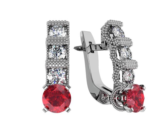 Серьги из серебра с алпанитом и фианитами