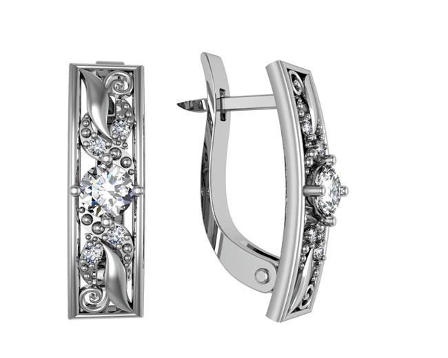 Серьги из серебра с фианитами