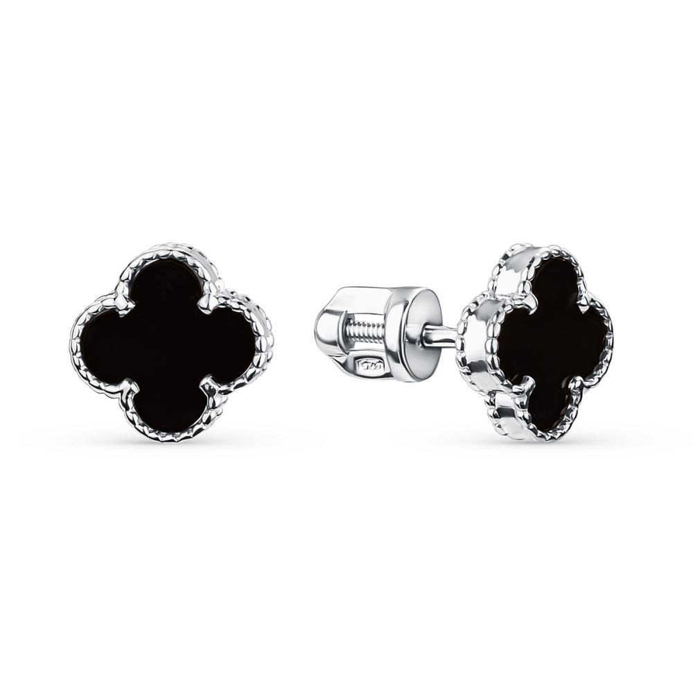 Серьги из серебра с ониксом