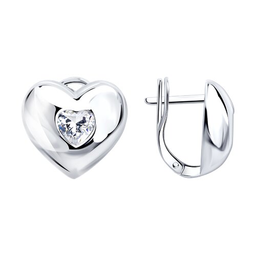Серьги из серебра с фианитом