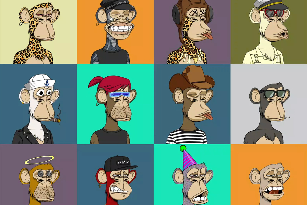 Примеры обезьян из коллекции Bored Apes Yacht Club
