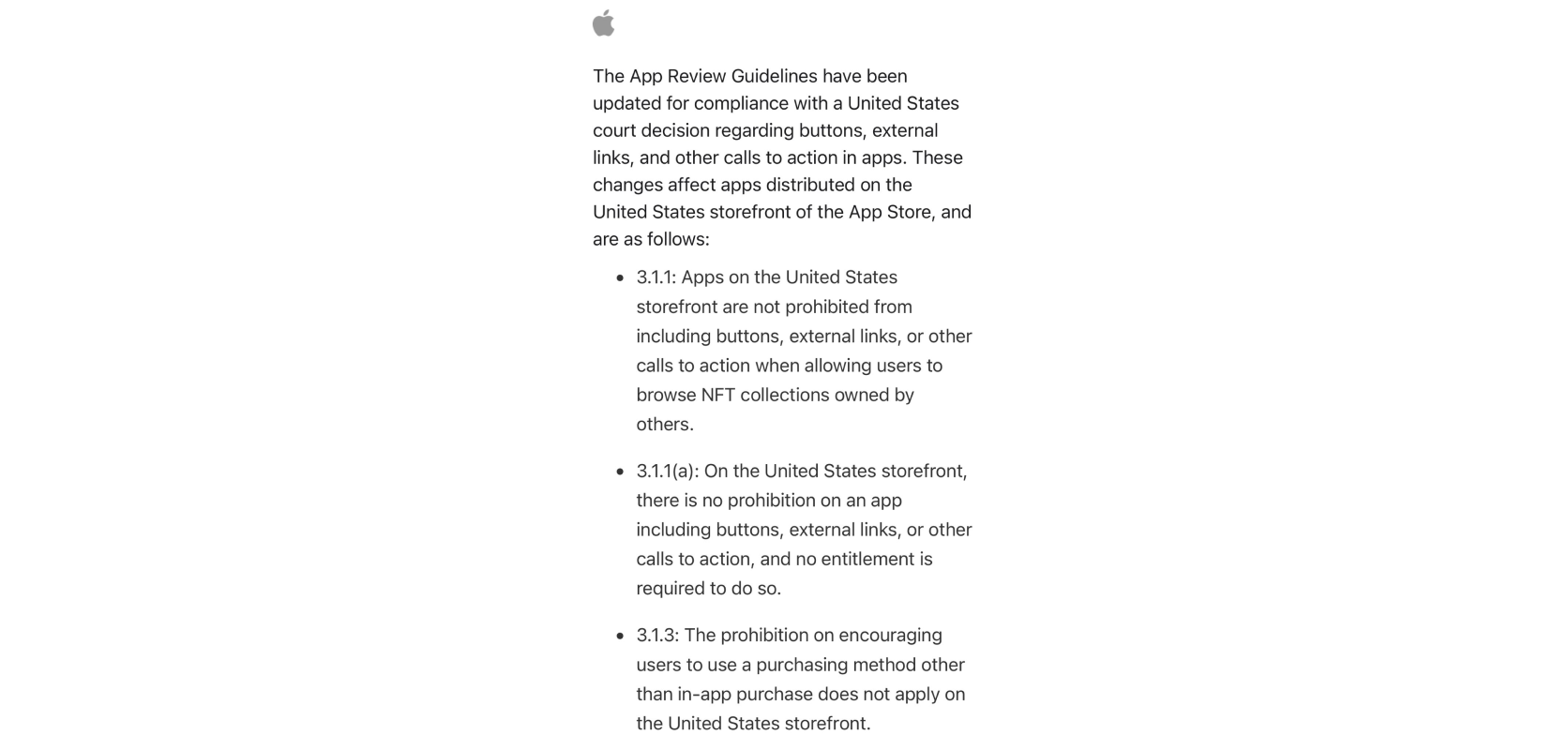 Письмо Apple с обновленной политикой. Источник: @superwoj
