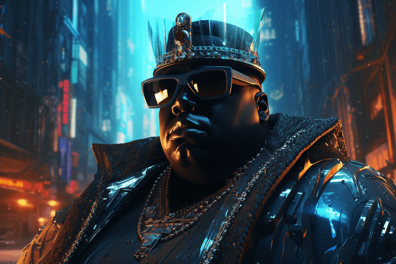 Легендарное фото рэпера Notorious BIG выставлено на NFT-аукционе // Иллюстрация: Midjourney