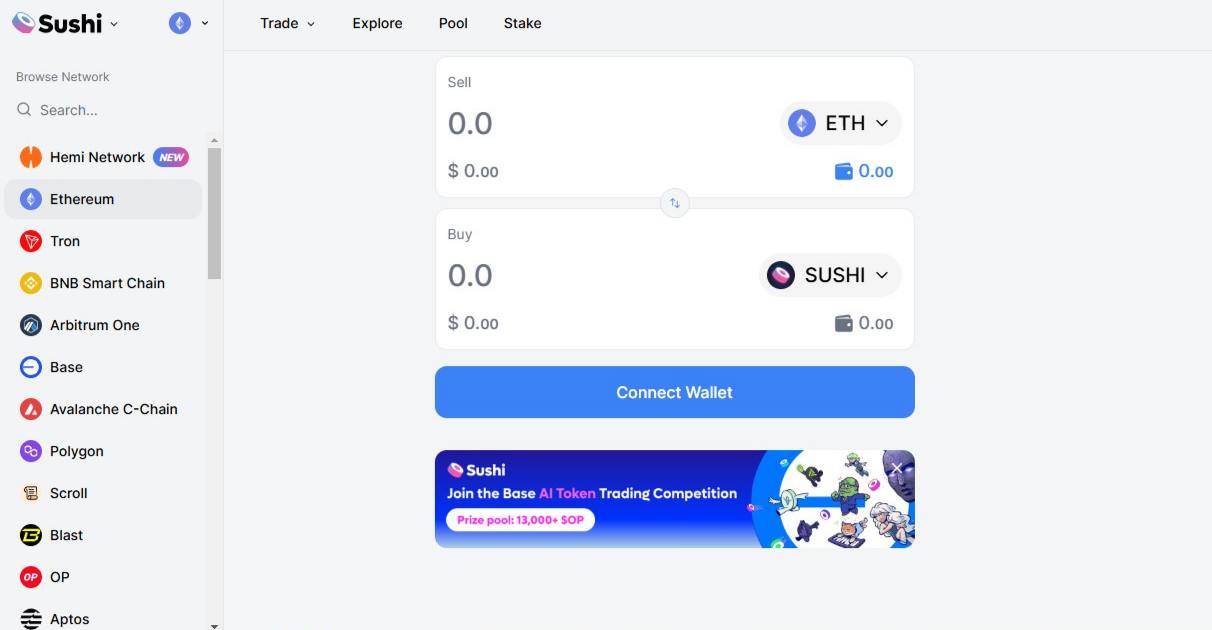 Стартовая страница SushiSwap // Источник: SushiSwap
