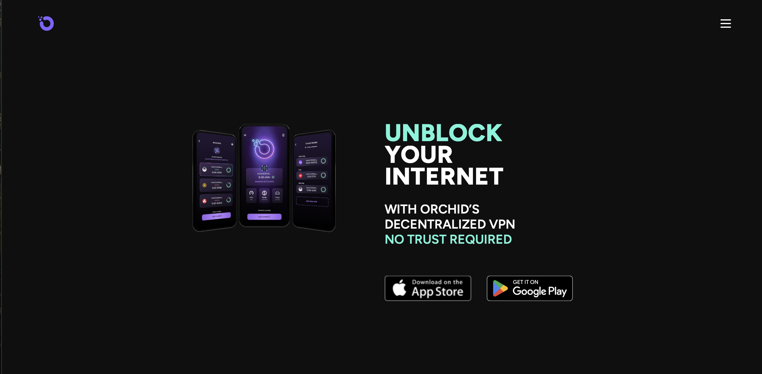 Стартовая страница Orchid VPN // Источник: Orchid
