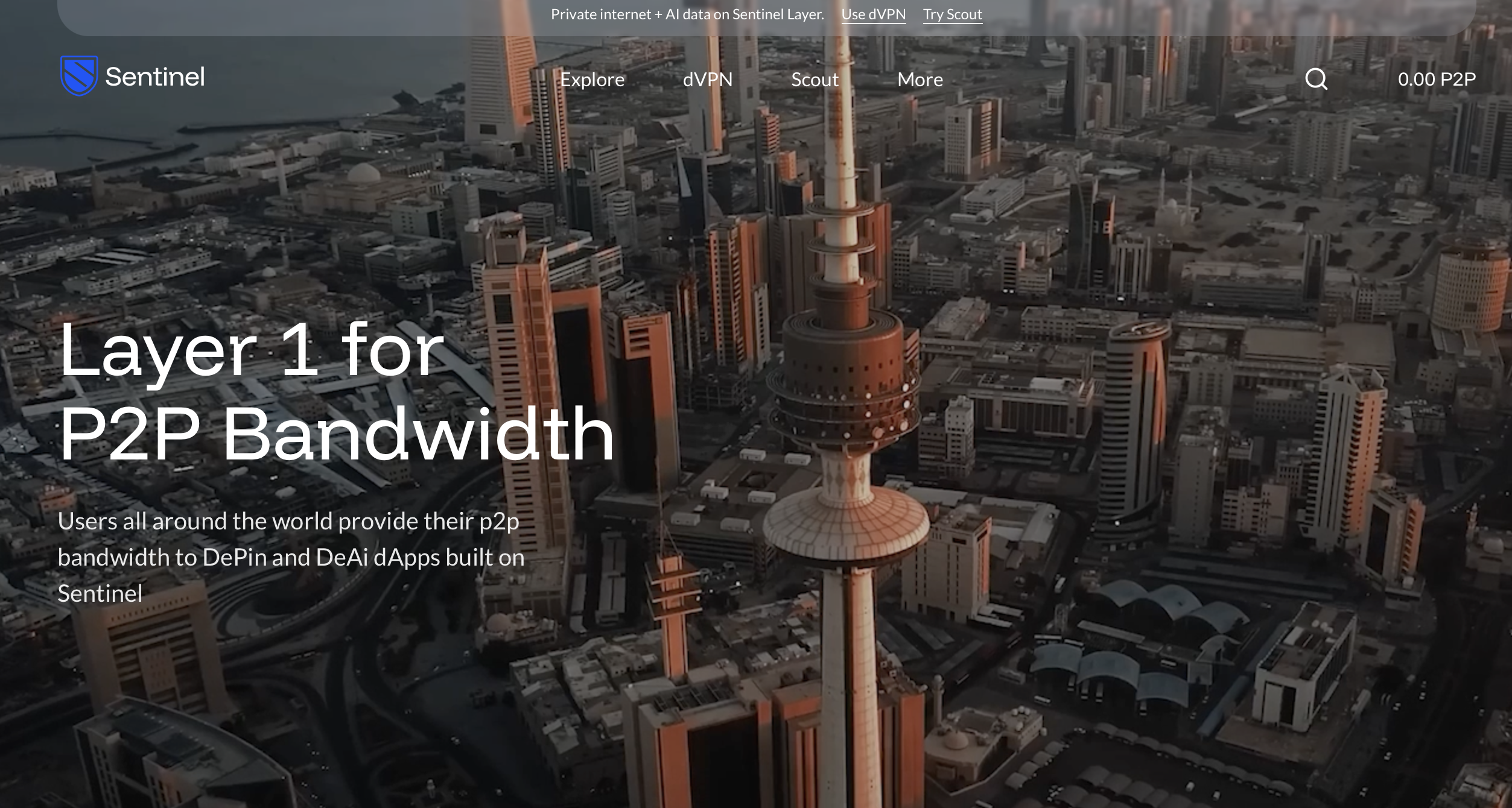 Стартовая страница Sentinel (DVPN) // Источник: Sentinel
