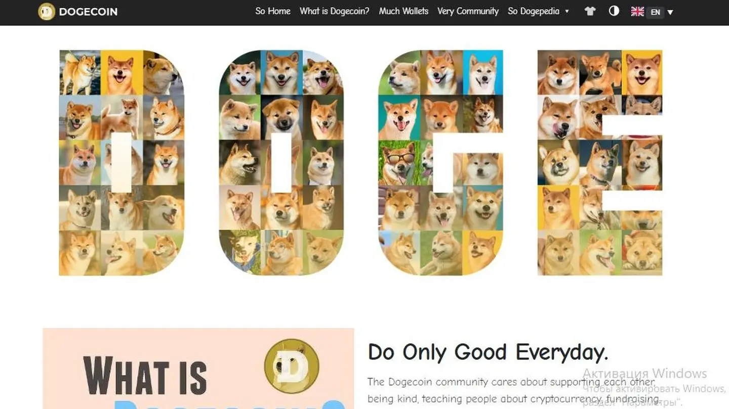 Стартовая страница DogeCoin // Источник: DogeCoin