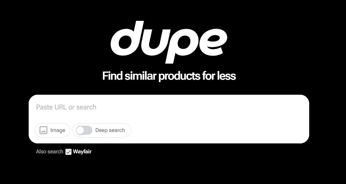 Dupe — сервис, который находит более дешёвые аналоги товаров по ссылке или изображению // Источник: Dupe