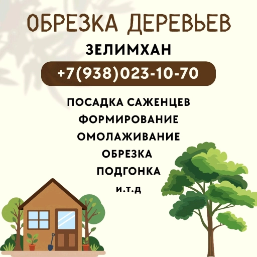 Обрезка  деревьев и услуги садовника.