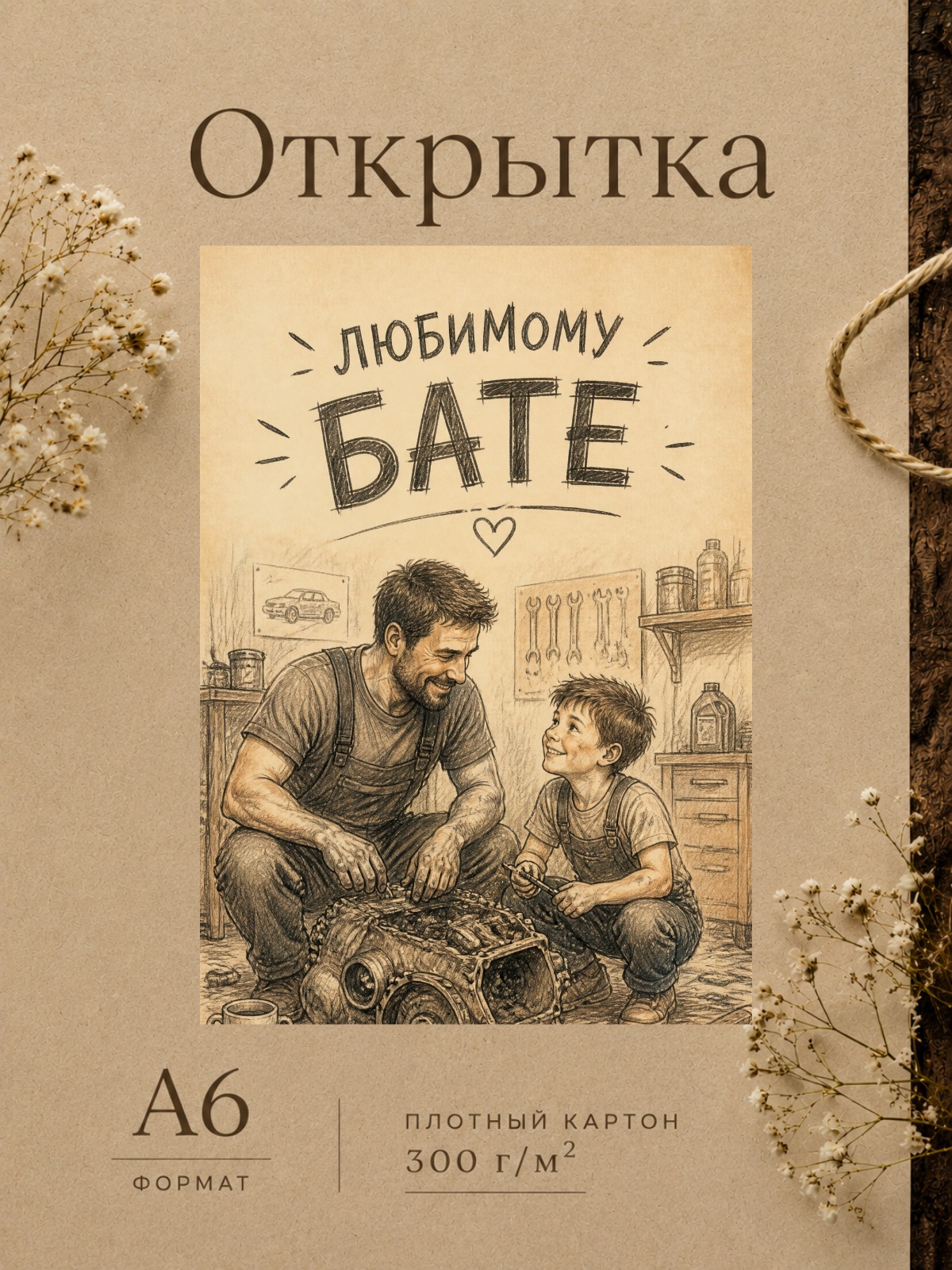 Открытка ЛЮБИМОМУ БАТЕ