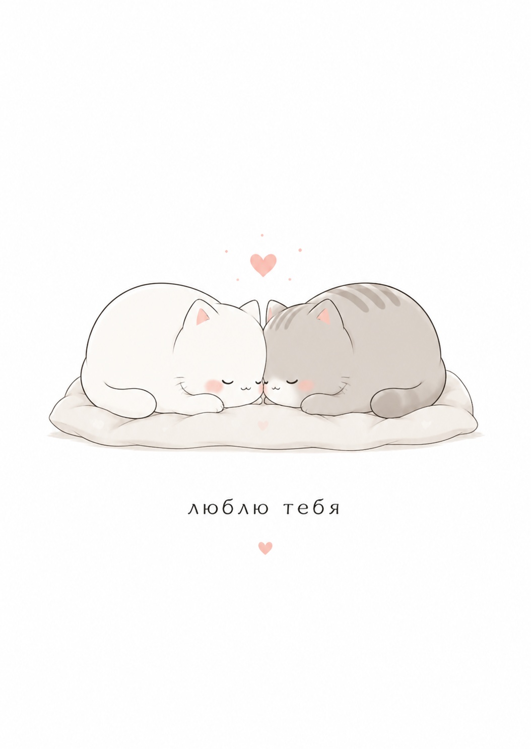 Открытка "Люблю тебя" с котиками