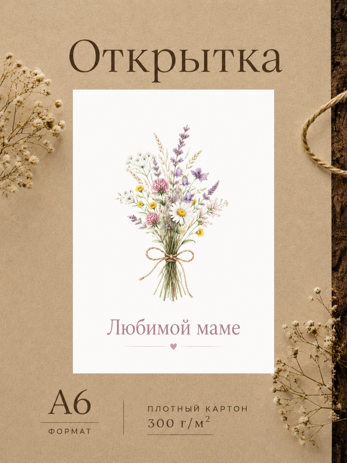 Открытка дизайнерская "Любимой маме"