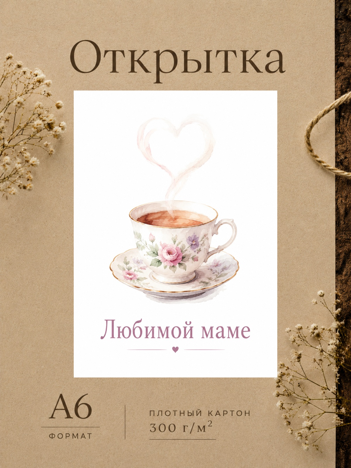 Открытка дизайнерская "Любимой маме"