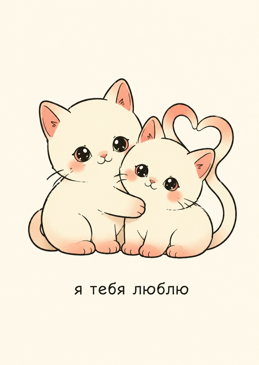 Милая открытка "Я тебя люблю" с котиками