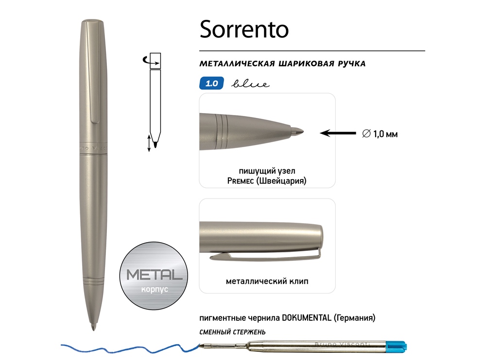 Ручка металлическая шариковая Sorento