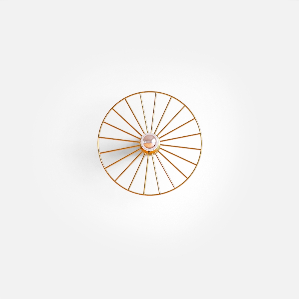 Бра Wheel 30 см золотой + цоколь 5 см золотой
